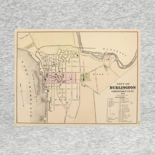 Vintage Map of Burlington Vermont (1873) by Bravuramedia